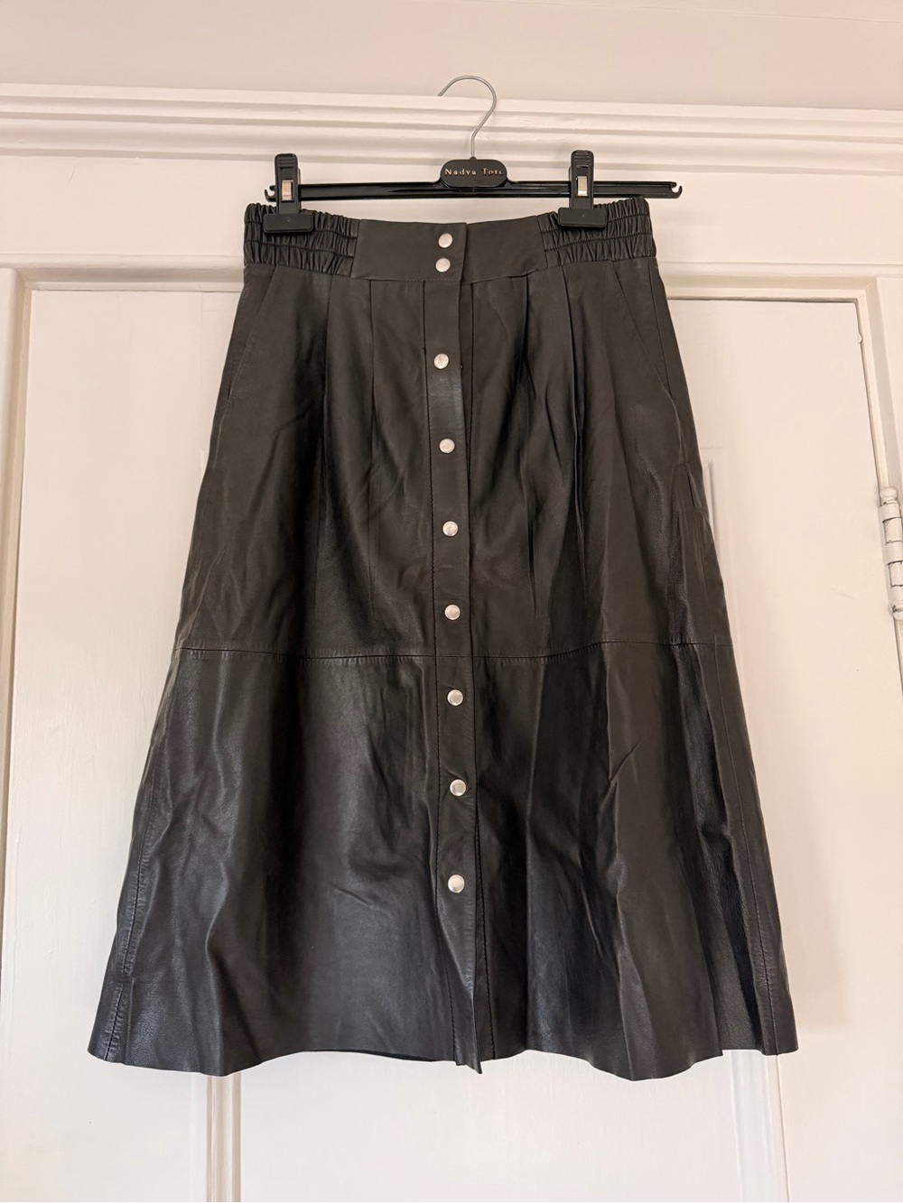 Ba&sh Leather Button-Front A-Line Skirt